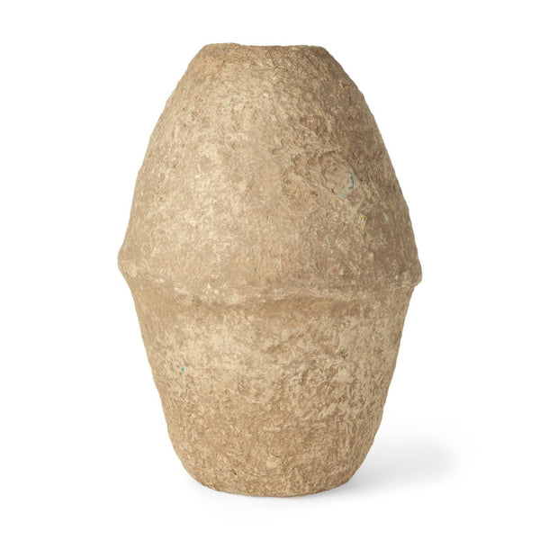 Mercana Rundal Artisanal Paper-Mâché Vase - Unique Eco-Friendly Home Accent for Minimalist Interiors Beige Paper Mache | Large 70211