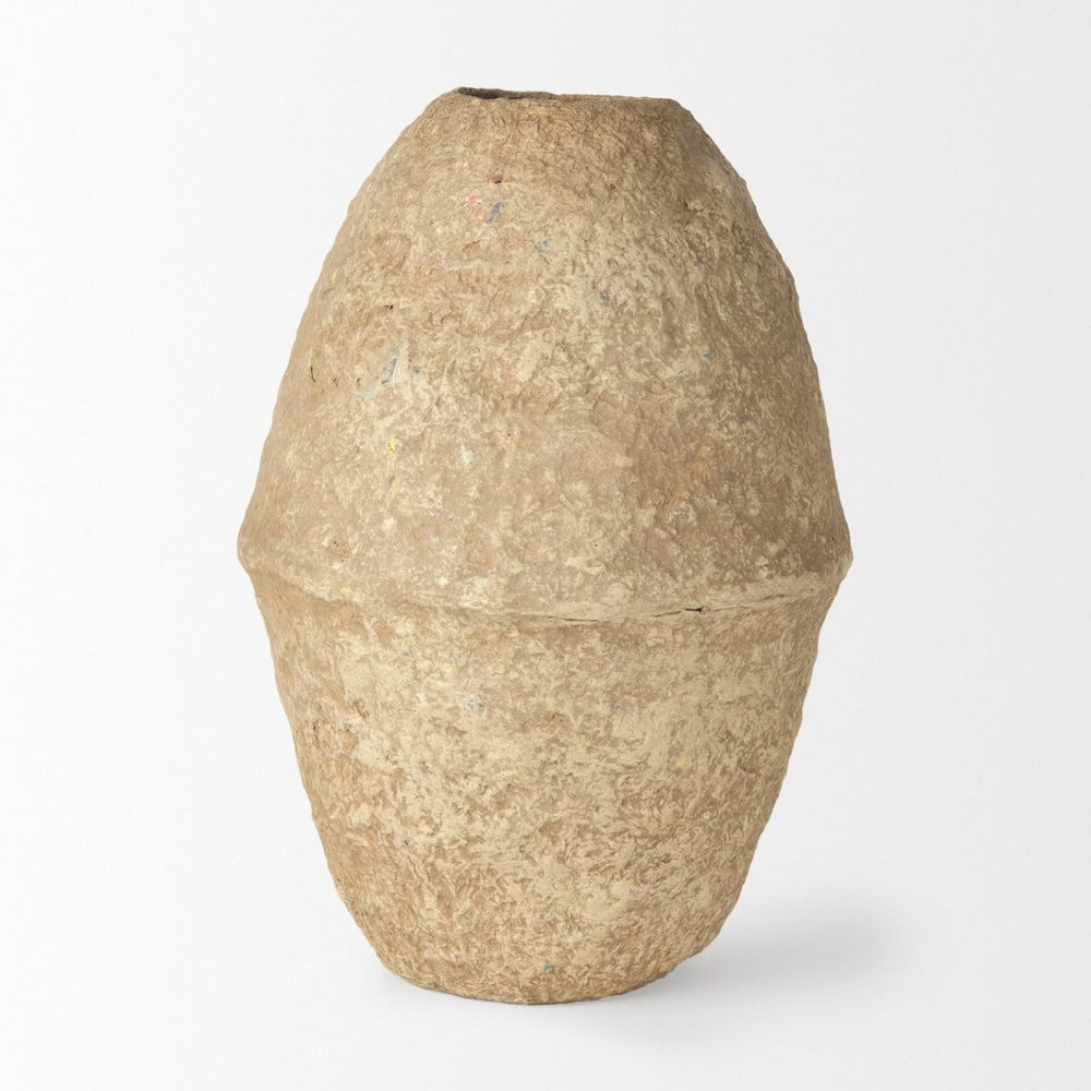 Mercana Rundal Artisanal Paper-Mâché Vase - Unique Eco-Friendly Home Accent for Minimalist Interiors Beige Paper Mache | Large 70211