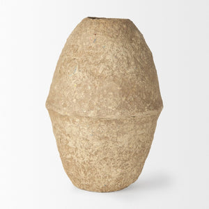Mercana Rundal Artisanal Paper-Mâché Vase - Unique Eco-Friendly Home Accent for Minimalist Interiors Beige Paper Mache | Large 70211