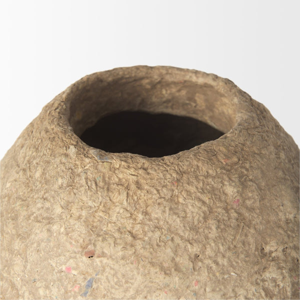 Mercana Rundal Artisanal Paper-Mâché Vase - Unique Eco-Friendly Home Accent for Minimalist Interiors Beige Paper Mache | Large 70211