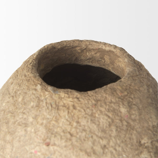 Mercana Rundal Artisanal Paper-Mâché Vase - Unique Eco-Friendly Home Accent for Minimalist Interiors Beige Paper Mache | Large 70211