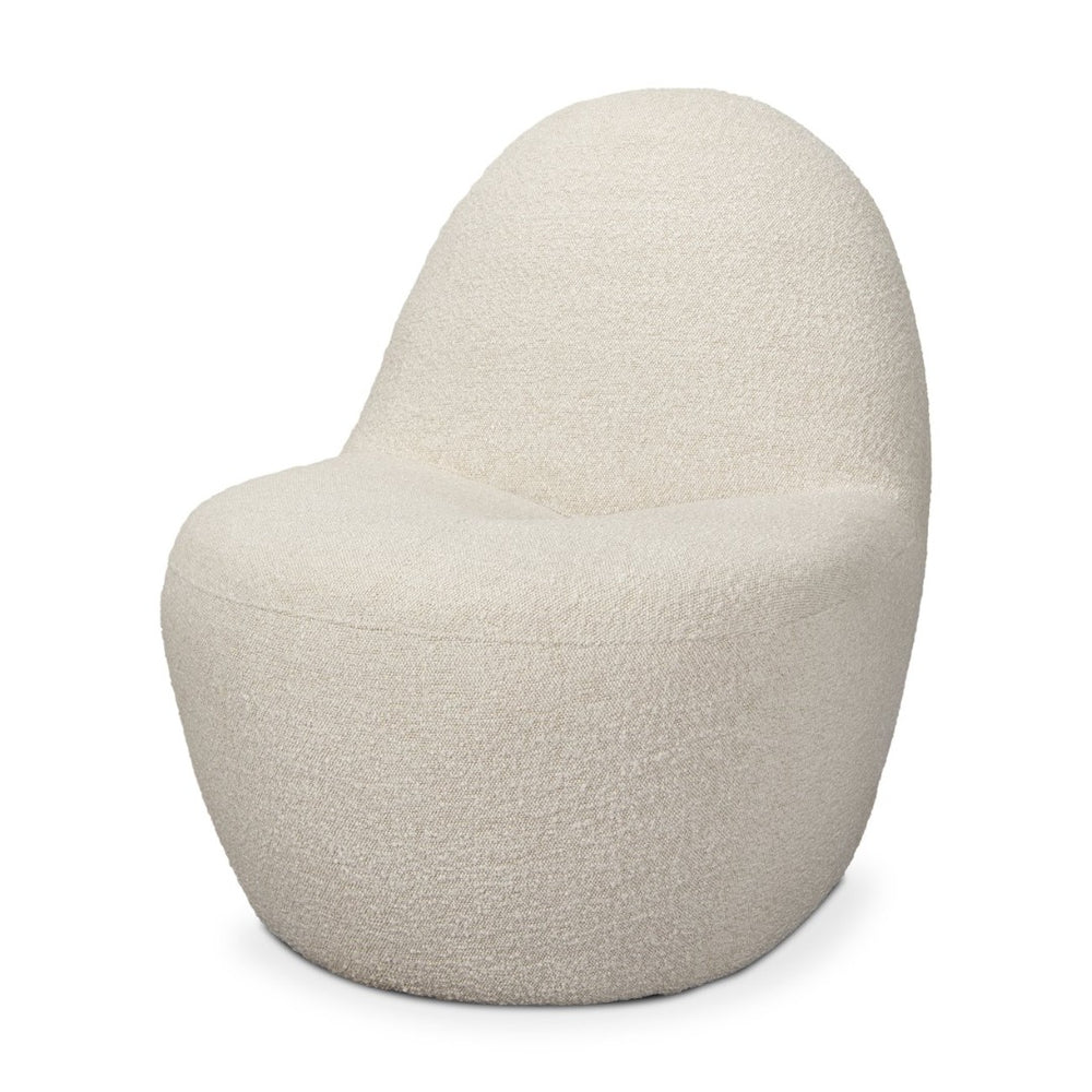 Mercana Beverly Modern Accent Chair - Luxurious Chenille Upholstery, Retro Curved Design for Any Space Cream Boucle 70375