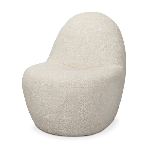 Mercana Beverly Modern Accent Chair - Luxurious Chenille Upholstery, Retro Curved Design for Any Space Cream Boucle 70375