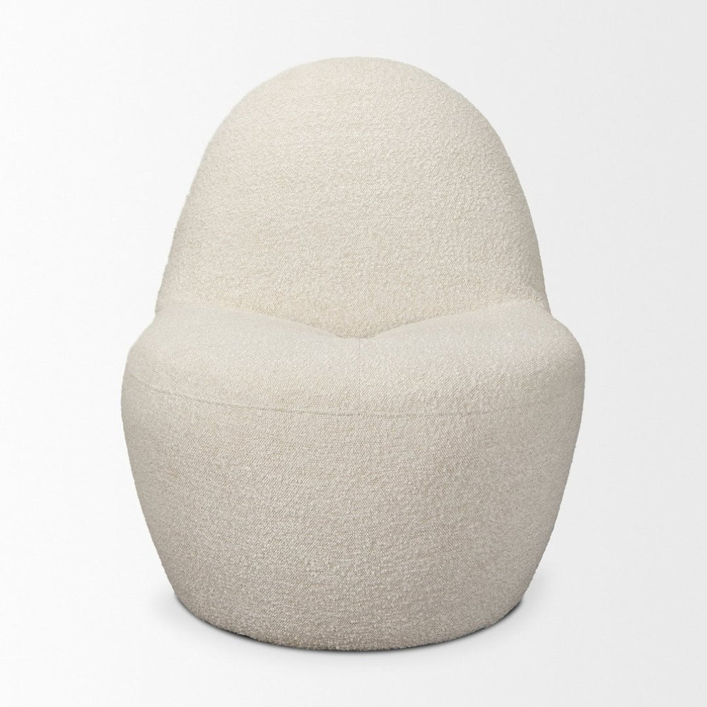Mercana Beverly Modern Accent Chair - Luxurious Chenille Upholstery, Retro Curved Design for Any Space Cream Boucle 70375