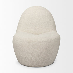 Mercana Beverly Modern Accent Chair - Luxurious Chenille Upholstery, Retro Curved Design for Any Space Cream Boucle 70375