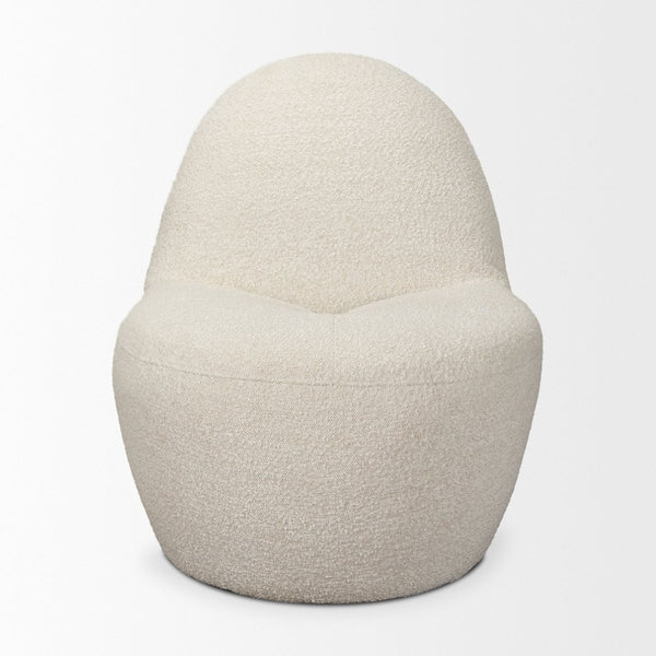 Mercana Beverly Modern Accent Chair - Luxurious Chenille Upholstery, Retro Curved Design for Any Space Cream Boucle 70375