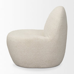 Mercana Beverly Modern Accent Chair - Luxurious Chenille Upholstery, Retro Curved Design for Any Space Cream Boucle 70375