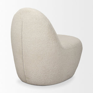 Mercana Beverly Modern Accent Chair - Luxurious Chenille Upholstery, Retro Curved Design for Any Space Cream Boucle 70375