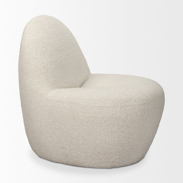 Mercana Beverly Modern Accent Chair - Luxurious Chenille Upholstery, Retro Curved Design for Any Space Cream Boucle 70375