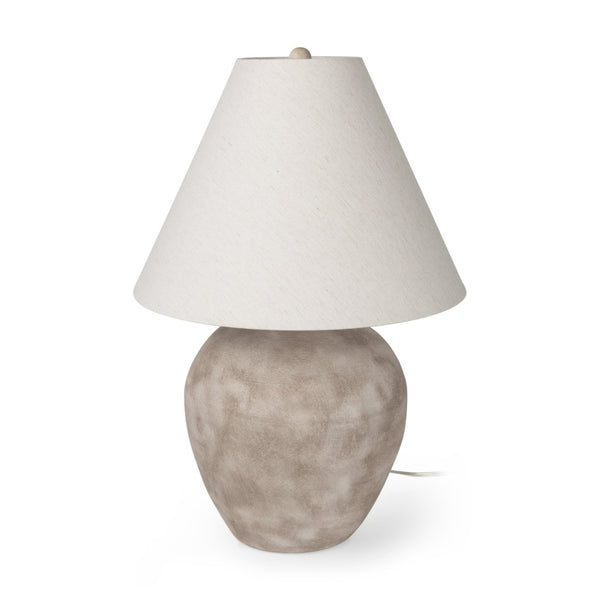 Mercana Marvin Artisan-Style Table Lamp with Handcrafted Base and Cream Shade for Cozy Illumination 70167