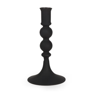 Mercana Haute Matte Black Blown Glass Candlestick – Elegant Modern Decor for Tabletop and Mantel Accents Black Glass | Small 70357