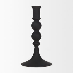 Mercana Haute Matte Black Blown Glass Candlestick – Elegant Modern Decor for Tabletop and Mantel Accents Black Glass | Small 70357