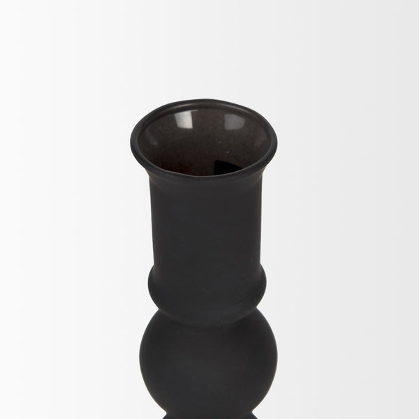 Mercana Haute Matte Black Blown Glass Candlestick – Elegant Modern Decor for Tabletop and Mantel Accents Black Glass | Small 70357