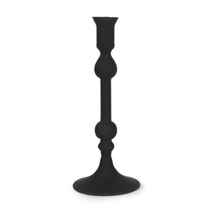 Mercana Haute Matte Black Blown Glass Candlestick – Elegant Modern Decor for Tabletop and Mantel Accents Black Glass | Medium 70358