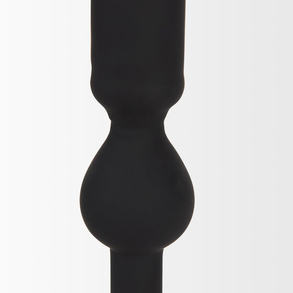 Mercana Haute Matte Black Blown Glass Candlestick – Elegant Modern Decor for Tabletop and Mantel Accents Black Glass | Medium 70358