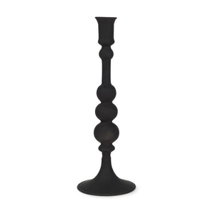 Mercana Haute Matte Black Blown Glass Candlestick – Elegant Modern Decor for Tabletop and Mantel Accents Black Glass | Large 70359