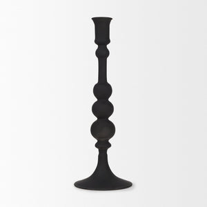 Mercana Haute Matte Black Blown Glass Candlestick – Elegant Modern Decor for Tabletop and Mantel Accents Black Glass | Large 70359