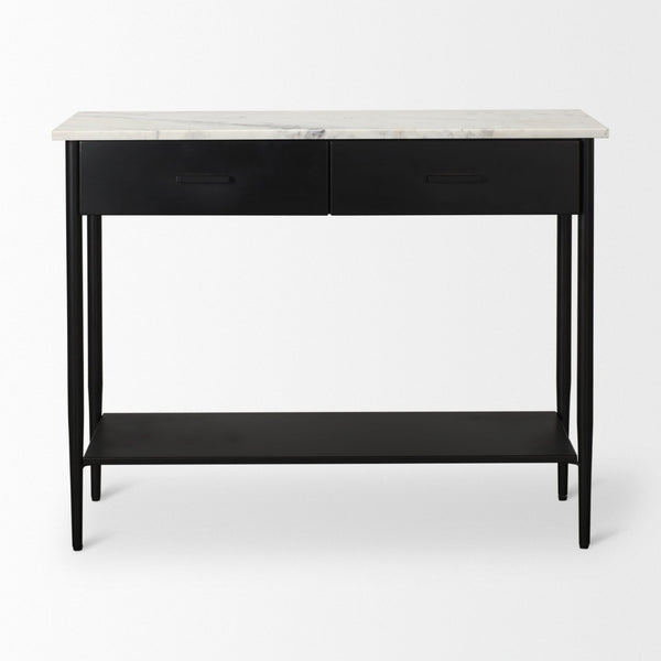 Mercana Amika Modern Console Table with Unique Natural Stone Top and Sturdy Metal Base for Stylish Decor 69937-AB