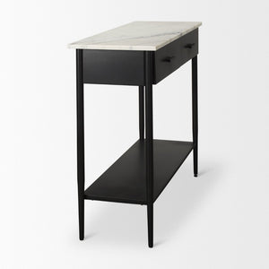 Mercana Amika Modern Console Table with Unique Natural Stone Top and Sturdy Metal Base for Stylish Decor 69937-AB