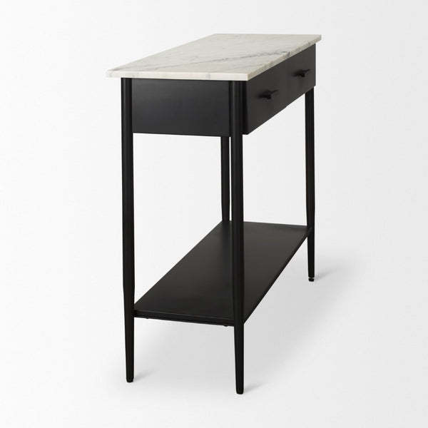 Mercana Amika Modern Console Table with Unique Natural Stone Top and Sturdy Metal Base for Stylish Decor 69937-AB