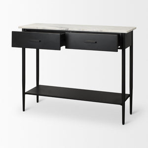Mercana Amika Modern Console Table with Unique Natural Stone Top and Sturdy Metal Base for Stylish Decor 69937-AB