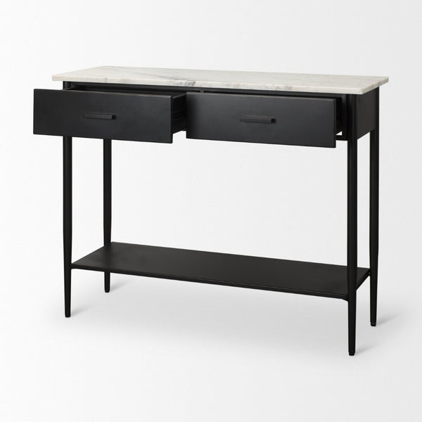 Mercana Amika Modern Console Table with Unique Natural Stone Top and Sturdy Metal Base for Stylish Decor 69937-AB