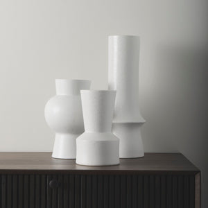 Mercana Laforge Small Ceramic Vase – Modern Minimalist Decor Piece for Elegant Home Styling and Floral Displays White Ceramic | 9H 69463