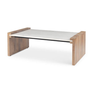 Mercana Athens Contemporary Coffee Table with Natural Marble Top and Unique Wraparound Legs for Style 69911-AB