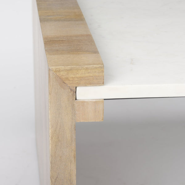 Mercana Athens Contemporary Coffee Table with Natural Marble Top and Unique Wraparound Legs for Style 69911-AB