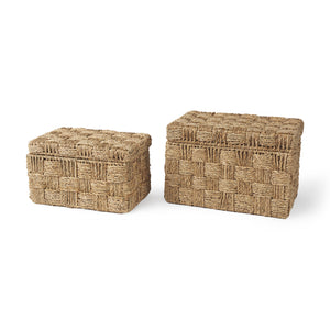 Mercana Hanalei Set of 2 Seagrass Boxes with Lids 70230