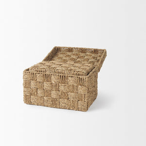 Mercana Hanalei Natural Woven Storage Boxes with Lids for Organizing Home Décor and Decluttering Spaces 70230