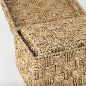 Mercana Hanalei Natural Woven Storage Boxes with Lids for Organizing Home Décor and Decluttering Spaces 70230