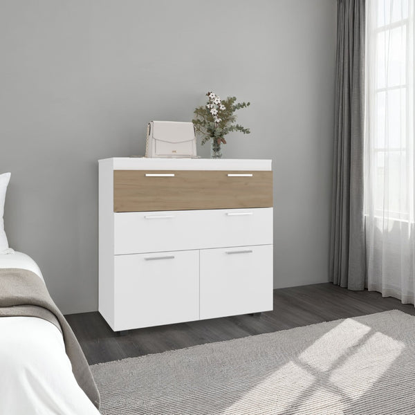 English Elm Belton Bedroom Dresser with Pull Out Drawers Drop Down Doors and Interior Shelving B200P445765