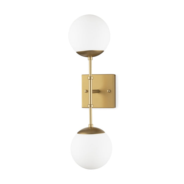 Mercana Edie Contemporary Two-Light Wall Sconce with Frosted Glass Globes for Stylish Ambient Lighting Gold Metal 70437