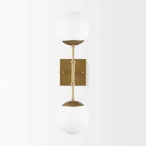 Mercana Edie Contemporary Two-Light Wall Sconce with Frosted Glass Globes for Stylish Ambient Lighting Gold Metal 70437