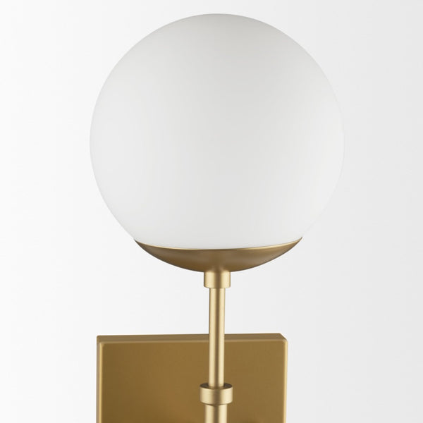 Mercana Edie Contemporary Two-Light Wall Sconce with Frosted Glass Globes for Stylish Ambient Lighting Gold Metal 70437