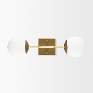 Mercana Edie Contemporary Two-Light Wall Sconce with Frosted Glass Globes for Stylish Ambient Lighting Gold Metal 70437