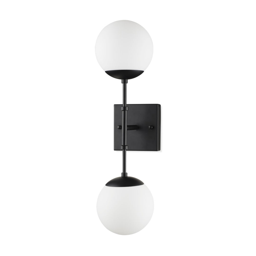 Mercana Edie Contemporary Two-Light Wall Sconce with Frosted Glass Globes for Stylish Ambient Lighting Matte Black 70455