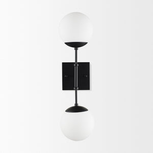Mercana Edie Contemporary Two-Light Wall Sconce with Frosted Glass Globes for Stylish Ambient Lighting Matte Black 70455