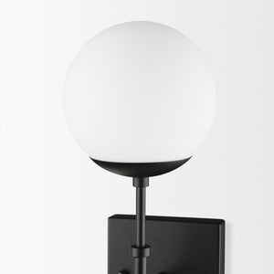 Mercana Edie Contemporary Two-Light Wall Sconce with Frosted Glass Globes for Stylish Ambient Lighting Matte Black 70455