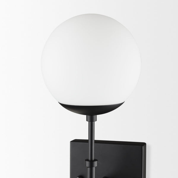 Mercana Edie Contemporary Two-Light Wall Sconce with Frosted Glass Globes for Stylish Ambient Lighting Matte Black 70455