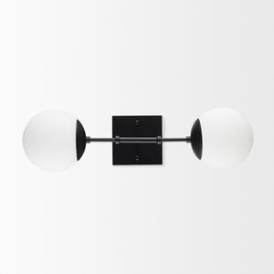 Mercana Edie Contemporary Two-Light Wall Sconce with Frosted Glass Globes for Stylish Ambient Lighting Matte Black 70455
