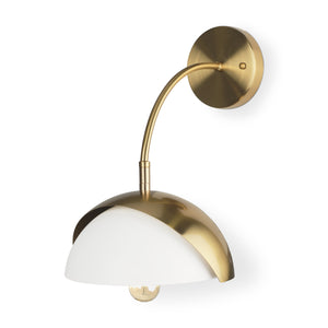 Mercana Cybill Brushed Brass w/ White Metal Shade 1-Light Wall Sconce 70468