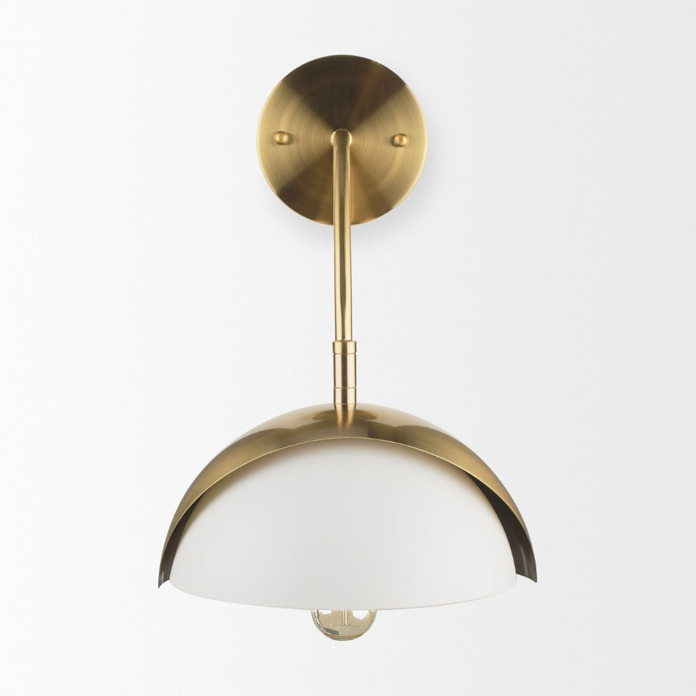 Mercana Cybill Contemporary Brushed Brass Wall Sconce with Stylish Matte Metal Shade for Elegant Illumination 70468