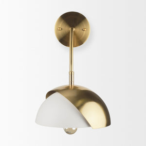 Mercana Cybill Contemporary Brushed Brass Wall Sconce with Stylish Matte Metal Shade for Elegant Illumination 70468