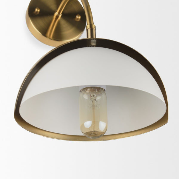 Mercana Cybill Contemporary Brushed Brass Wall Sconce with Stylish Matte Metal Shade for Elegant Illumination 70468
