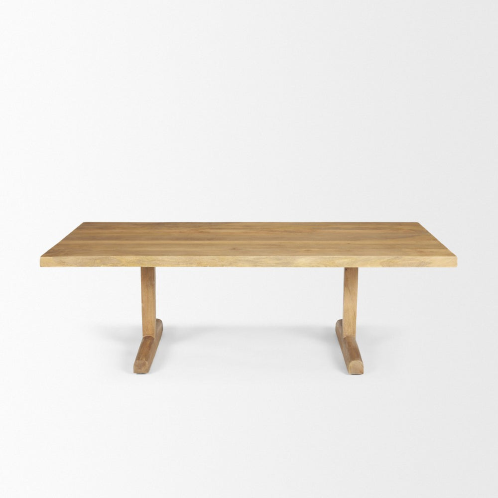 Mercana Viktor 55"L Solid Mango Wood Coffee Table - Scandinavian Design with Elongated Oval Top & T-Legs Light Brown Wood | 55L 69958