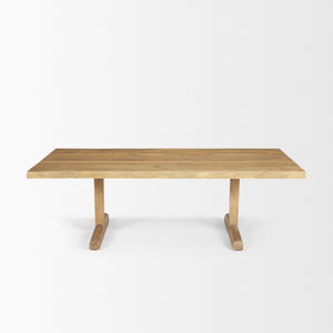 Mercana Viktor 55"L Solid Mango Wood Coffee Table - Scandinavian Design with Elongated Oval Top & T-Legs Light Brown Wood | 55L 69958