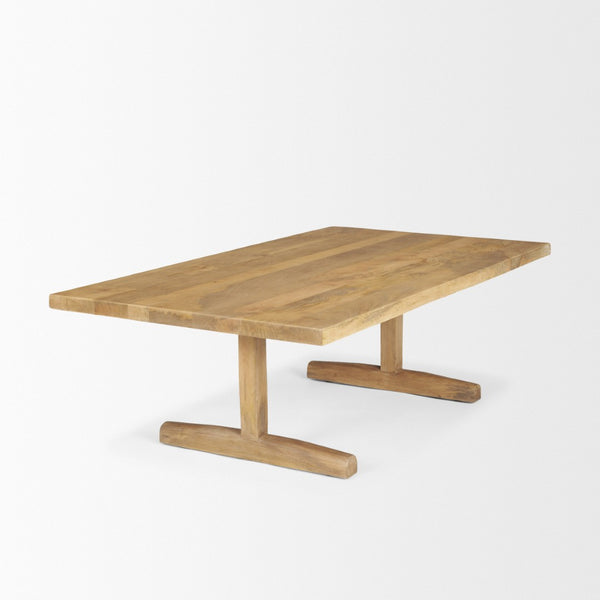 Mercana Viktor 55"L Solid Mango Wood Coffee Table - Scandinavian Design with Elongated Oval Top & T-Legs Light Brown Wood | 55L 69958