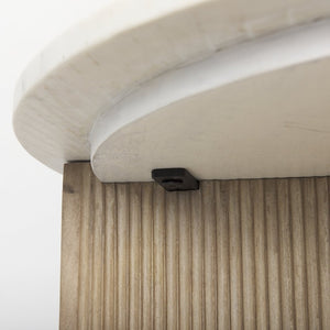 Mercana Enzo Elegant Foyer Accent Table with Round Top and Fluted Wood Base for Timeless Style and Function 69922